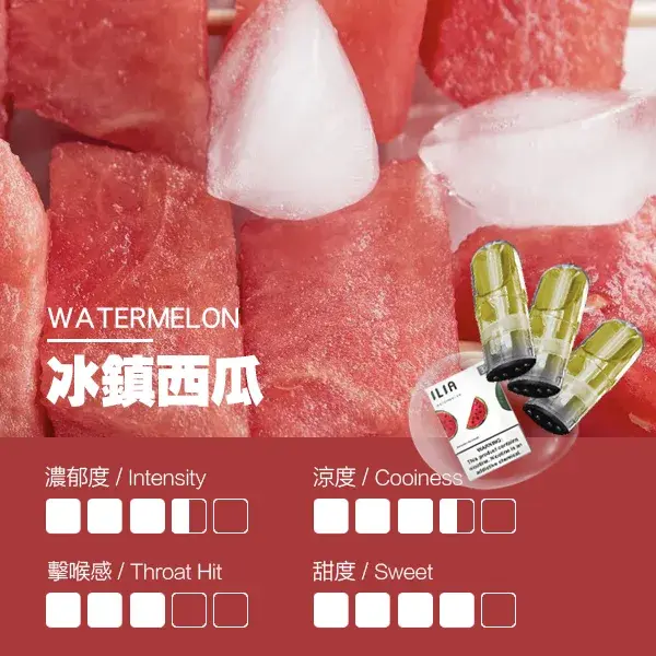 ILIA煙彈瓷芯霧化彈冰鎮西瓜口感webp LANA拉娜鹽系霧化|台灣電子煙主機煙彈商城