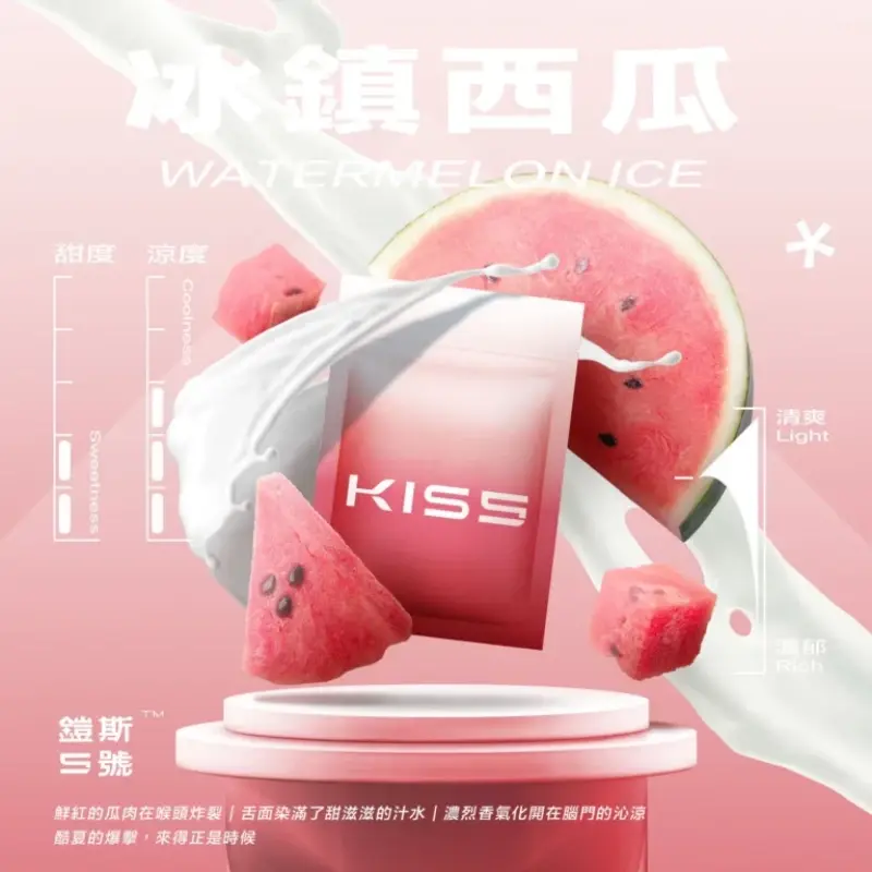 KISS鎧斯5號一代煙彈冰鎮西瓜webp LANA拉娜鹽系霧化|台灣電子煙主機煙彈商城