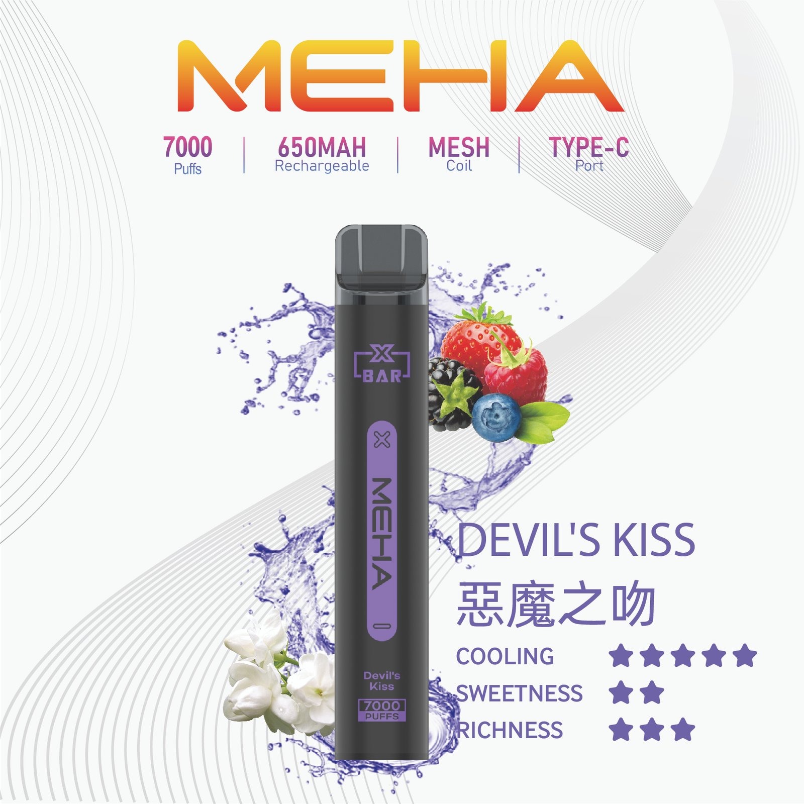 MEHAXBAR小黑條7000口拋棄式5jpg LANA拉娜鹽系霧化|台灣電子煙主機煙彈商城